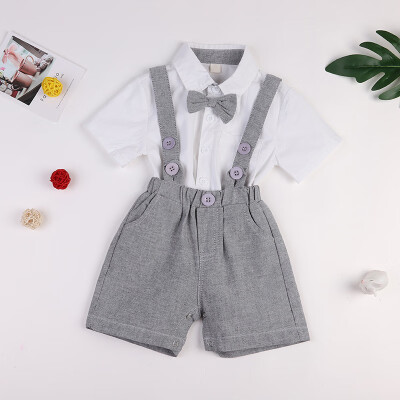 

Summer Baby Girl Casual Short Sleeve Tops Shirt Suspenders Strap Shorts Outfits Set