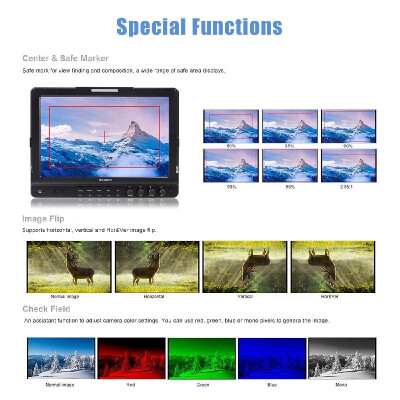 

FEELWORLD FW1018S 101inch HD 1280 800 Video Monitor IPS LCD Screen HDMI 3G-SDI YPbPr 178° View Angle with U Shaped Bracket for