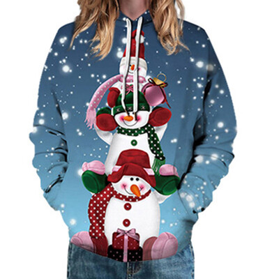 

Yeleo Trosetry Womens 3D Snowman Gift Print Christmas Hoodie Pullover Sweatshirt
