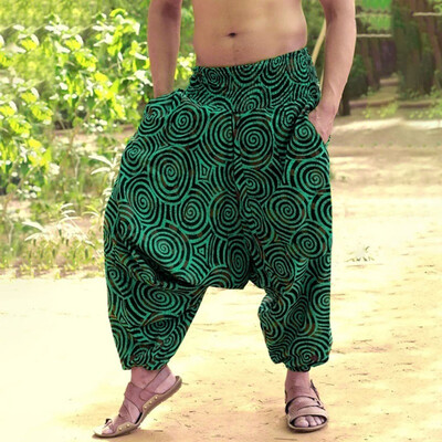 

Gobestart Mens Long Casual Print Loose Large Size Nationality Trousers Pants Cross-pants