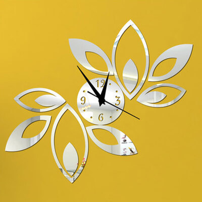 

Household Decoration Wall Clock Innovate Concise Arylic Mirror Leaf Decor Practical Wall Clock