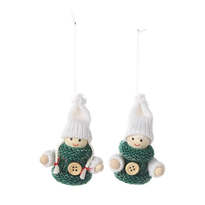 

1 Pair Christmas Pendants Wood Dolls With Knitted Hat And Cloth Decorative Hanging Ornaments Home Decorations Adornos De Navidad