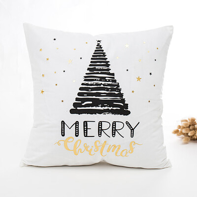 

Siaonvr Merry Christmas Gold Foil Printing Pillow Case Sofa Waist Throw Cushion Cover