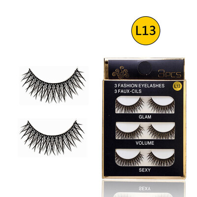 

Gobestart Soft 3 Pairs Long Makeup Cross Thick False Eyelashes Eye Lashes Nautral
