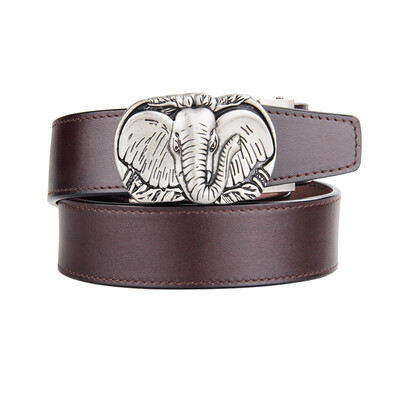 

BPSTAR Mens Automatic Buckle Genuine Leather Mens Ratchet Holeless Belt Business High Quality Mens Real Belt for Pants