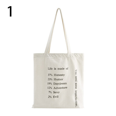 

Letter Print Large Capacity Canvas Shopping Bag Women Tote Shoulder Handbag
