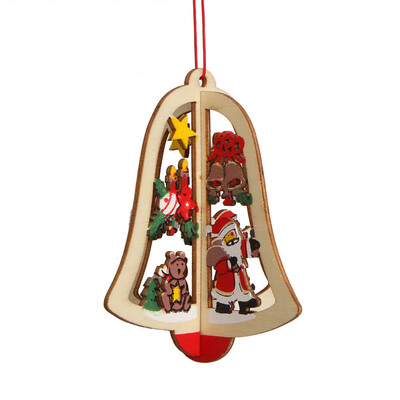 

Toponeto 1PC New Christmas Tree Ornaments Hanging Xmas Tree Party Decor 3D Wooden Pendant