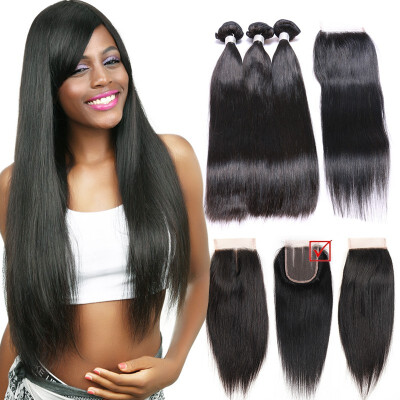 

i-Dishy Hair Product High Quality 8A Brazilian Virgin Hair Straight 3 Bundles With 1 Closure Natural Color Human Hair Bundles