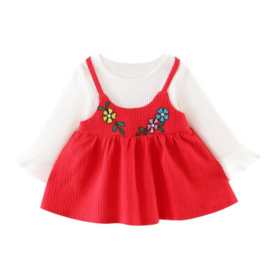 

Baby Kids Girl Dresses Spring Chidlren Clothes Toddler Girls Dress Baby Cotton Long Sleeve Fake Two-piece Princess Dress