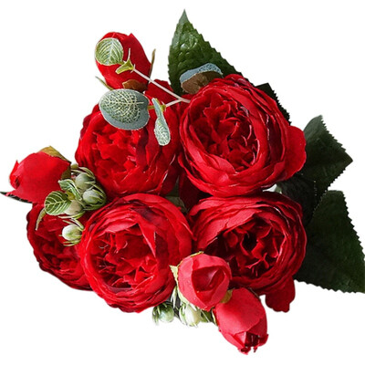 

5PCS Bunch Of Philippe Persian Simulation Rose Home Wedding Decoration Red Fake Flower Wedding Decor Scrapbooking DIY Supplies