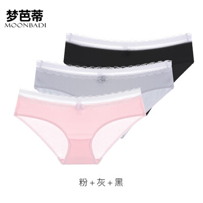 

Dream Patty 3 Pack Panties Womens Lace Cotton Mid-Waist Snow Hidden Traces Sexy Comfortable Briefs Powder Black Grey L