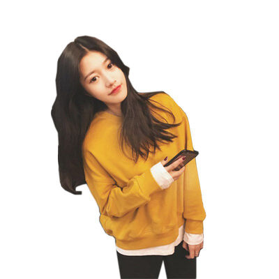 

Women Fake Two-piece Stitching Loose Sweatshirt Round Neck Pullover Long Sleeve Casual Thin Section Solid Color Tops Femalr