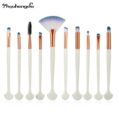 

SHOUHENGDA 10PCS Shell Eyes Makeup Foundation Blending Powder Eyeshadow Contour Concealer Blush Cosmetic Makeup Brushes
