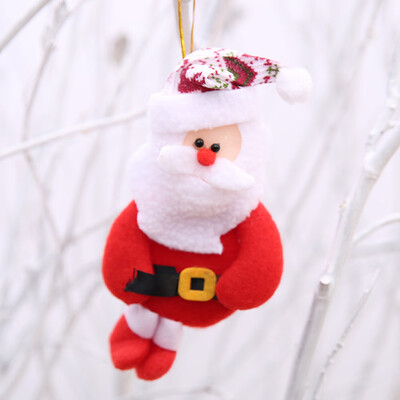 

2Pc Christmas Santa Claus Snowman Elk Doll Toy Christmas Tree Hanging Ornaments Decoration