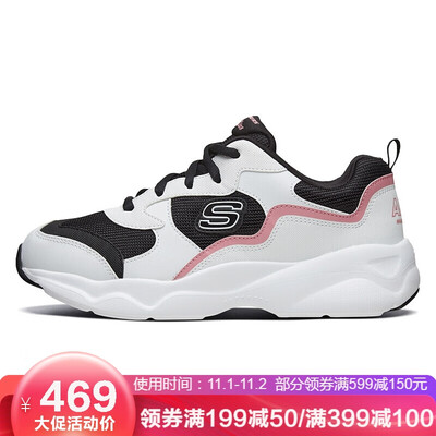 

Skechers Panda Casual Shoes Womens Thick Foundation Vintage Stitching Fashion 66266231-WBPK WhiteBlackPink 38