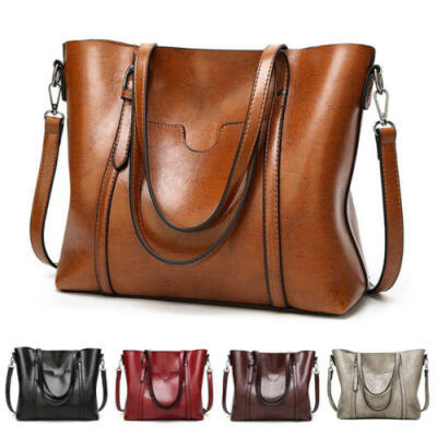 

Women Large Retro Handbag Leather Shopping Bag Crossbody Shoulder Tote Satchel