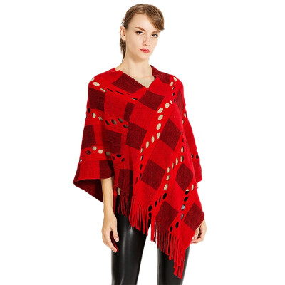 

Women Autumn Winter Shawl Fashion Fringed Decroation Warm Shawl Color Matching Wool Cloak Scarf Shawl