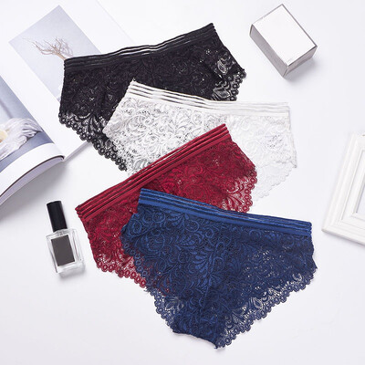

Sexy Lace Panties Women Lingerie Tempting Pretty Briefs Mid Waist Cute Womens Floral Panties Underwear