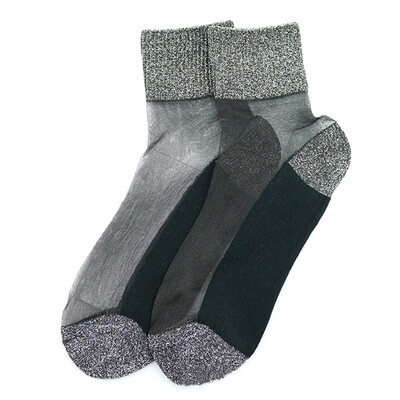 

1 Pair 2019 Shiny Socks New Fashion Glitter Silver Flanging Wild In Tube Socks Transparent Elastic Hosiery