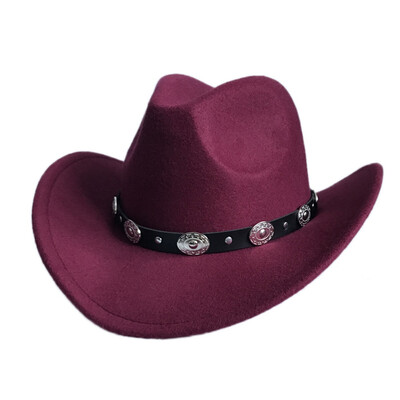 

9 Colors Unisex Women Men Woolen Cowboy Hat Wide Brim Trilby Hat