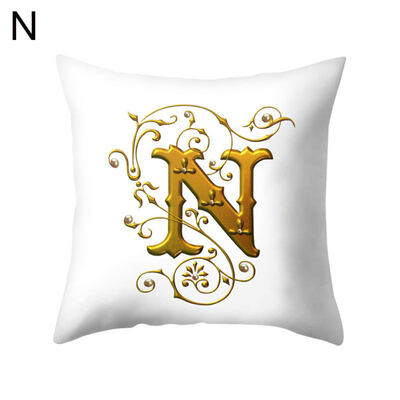 

26 Golden A to Z Alphabet Flower Soft Pillow Case Cushion Cover Home Sofa Decor
