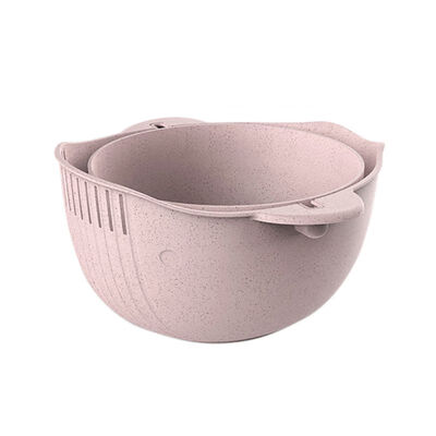 

Multicooker Bowl Wheat Double Layer Draining Basket Bowl Fruit Sink Washing Strainer Bowl Strainer Colander Kitchen Supplies