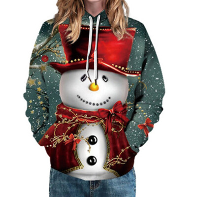 

Yeleo Trosetry Womens 3D Snowman Gift Print Christmas Hoodie Pullover Sweatshirt