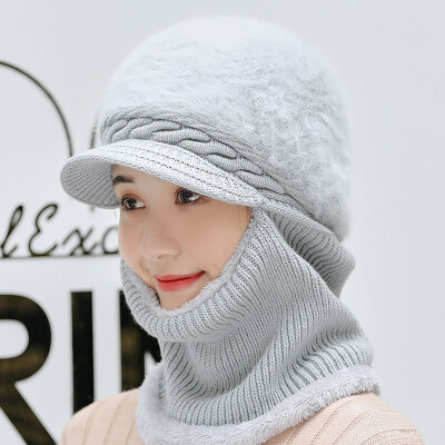 

Beinuo BETONORAY hat female winter middle-aged old man wool hat earmuffs mother hat rabbit hair plus velvet thickening grandmother hat riding windproof warm hooded jumper cap gray