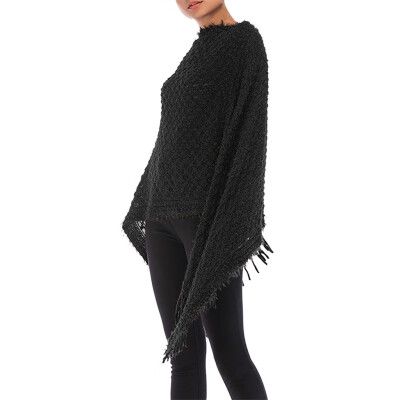 

Tailored Women V-Neck Irregular Fringed Bat Sleeve Loose Shawl Cardigan Sweater Coat