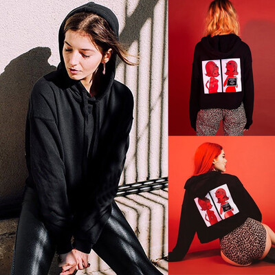 

Tailored Fashion Women Loose Long Sleeve Print Splice Drawstring Sweatshirt Tops