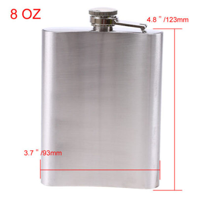 

Stainless Steel Hip Liquor Whiskey Alcohol Flask Cap 7 8 10oz Pocket Wine Bottle