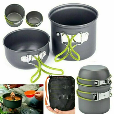 

Portable Hiking Camping Cooking Nonstick Bowl Pots Pans Cookware Outdoor Set AU