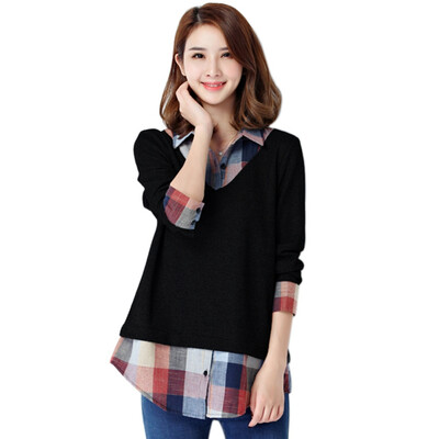

Womens Blouses Ladies Office Long Sleeve Plaid Patchwork Body Shirts Big Plus Size  5XL Women Tops Blusas