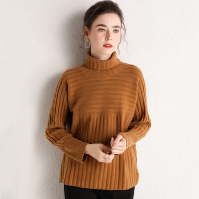 

Sweater female 19 autumn&winter new pure cashmere Albas white velvet fashionable temperament high lapel short paragraph simple