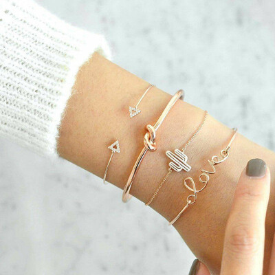 

NeillieN hand chain popular triangle knot LOVE letters cactus bracelet personality combination Bracelet suit bangle 5pcs