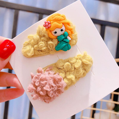 

Cute Kids Clips 0-8T Children Candy Color Cartoon Princess Imitation Plush Autumn Leather Hair Duckbill Clips 2 Pieces