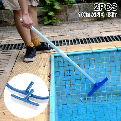 

2PCS 10in 18in Pool Brush Durable Pool Floor Wall Cleaning Tool Pool Broom Algae Remover Scrubber