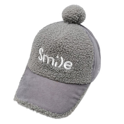 

Winter Boys Girls Letter Pattern Baseball Cap Children Casual Hip Hop Sun Corduroy Caps With Ball Design