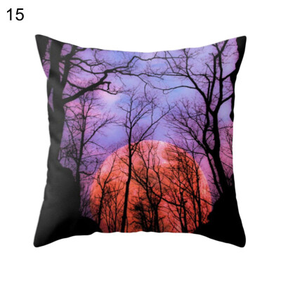 

Purple Style Tree Letters Printed Pillow Case Cushion Cover Home Sofa Car Decor