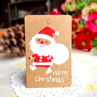 

50Pcs Christmas Hat Kraft Paper Gift Tags Scallop Label Luggage Blank Strings