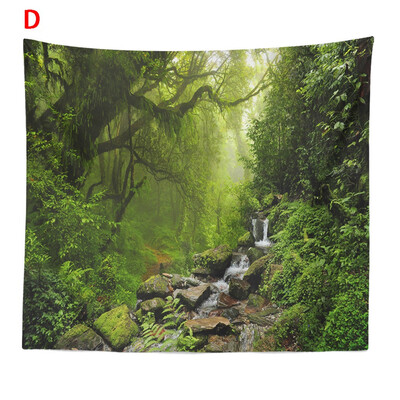 

Toponeto Misty Forest Tapestry Wall Hanging Nature Landscape Tapestry Sunshine Through Tree Tapestries For Bedroom Living Room