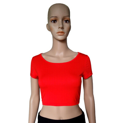 

20 Colors Summer Women Sexy Crop Tops Cropped O-neck Casual Short Sleeve T-Shirts Short Tops