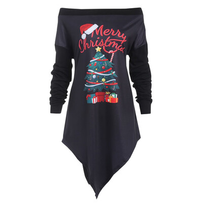

Tailored Women Xmas Print Letter Dress Ladies Christmas Tree Long Sleeve Party Dresses