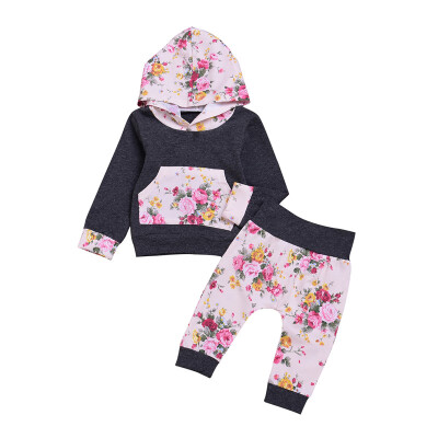 

Kids Clothes Outfits Children Clothes Set 2018 New Autumn Print 2pcs Newborn Baby Boys Girls Hooded SweatshirtPants Set