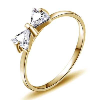 

New Fashion Ring Sweet Bow Ring European&American Style Zircon Ring Diamond Ring Women Jewelry
