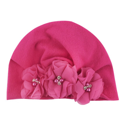 

Fashion Soft Baby Caps Fashion Pearl Floral Design Girls Boys Caps Baby Hat Infant Turban Elastic Cap 1-3T