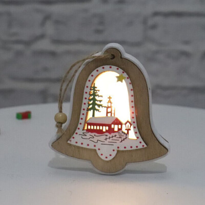 

Gobestart Christmas Decorations Wooden Glowing Scene Decoration Pendant Christmas Gifts