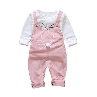 

2pcsOutfits Baby Girl Clothes Toddler Newborn Girl Autumn Outfits Long Sleeve TopsStrap Cute Cat Trousers Party Casual Set