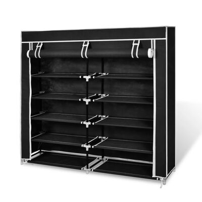 

Fabric Shoe Cabinet with Cover 45" x 11" x 43" Black