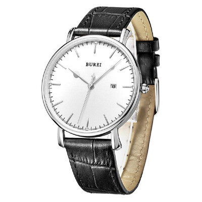 

BUREI 2016 Luxury Brand Genuine Leather Quartz Men Watches Casual 30M Water-resistant Man Business Dress Wristwatch With Calendar